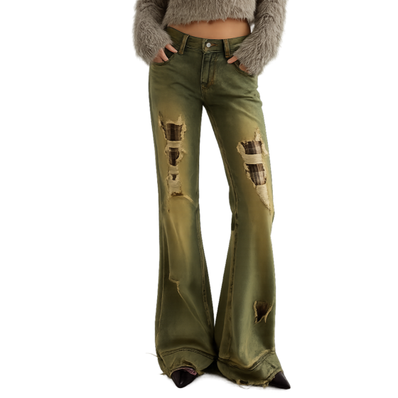 Distressed Flare Denim
